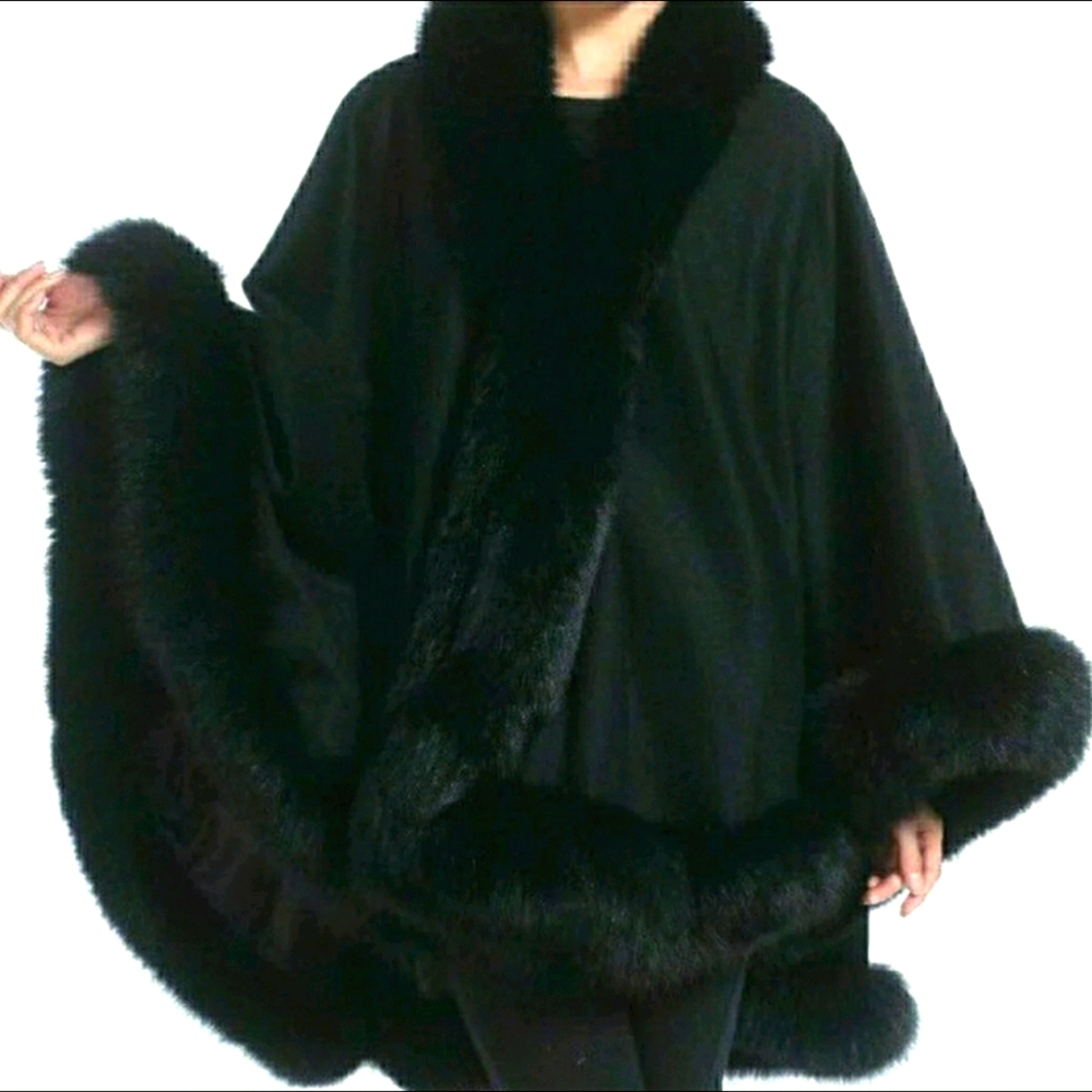 Black Fur Poncho / Cape